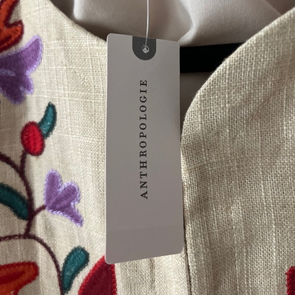 Anthropologie Dolan Embroidered Floral Linen Jacket Size XXS NWT - Picture 9 of 11